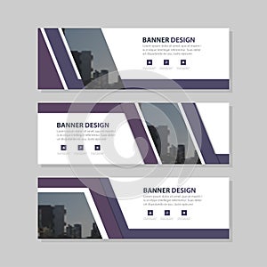 Purple triangle abstract corporate business banner template, horizontal advertising business banner layout template flat design