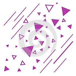 Purple triangles structure. Triangles on the white backdrop. Abstract purple shapes background