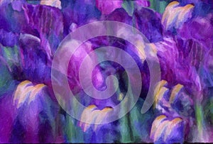 Purple Tulips, Multi Exposure, Oil Painting Style