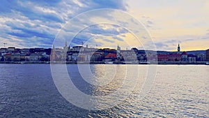 The purple twilight over Danube River, Budapest, Hungary