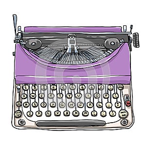 purple typewriter vintage art