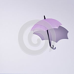 .Purple umbrella. Gone with the wind. Conceptual art.