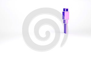 Purple USB cable cord icon isolated on white background. Connectors and sockets for PC and mobile devices. Minimalism