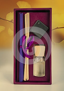 purple valentines gift box with perfume