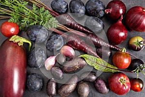 Purple vegetables and fruits