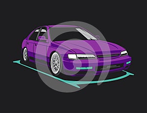 purple vehicle car color scheme with black backgound vector design illustration graphic