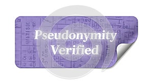 Purple verified pseudonymity sticker authentic digital identity concept