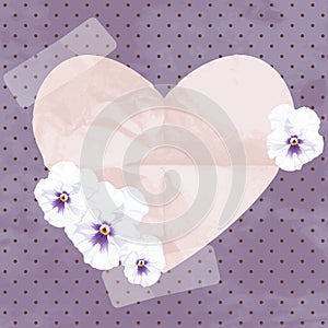 Purple vintage banner with a paper heart