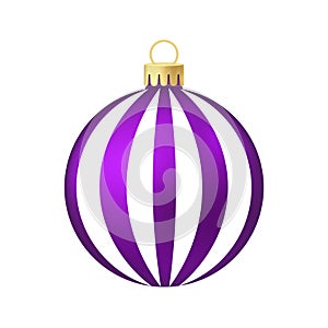 Purple violet Christmas tree toy or ball Volumetric and realistic color illustration