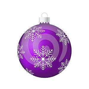 Purple violet Christmas tree toy or ball Volumetric and realistic color illustration