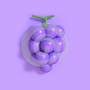 Purple-violet grape cartoon style 3d rendering