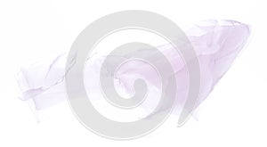 Purple Violet Organza fabric flying in curve shape, Piece of textile blue sky organza fabric throw fall in air. White background