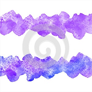 Purple, violet watercolor borders, brush strokes, uneven stripes