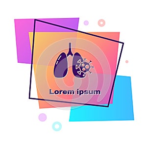 Purple Virus cells in lung icon isolated on white background. Infected lungs. Coronavirus, COVID-19. 2019-nCoV. Color