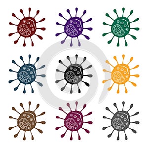 Purple virus icon in black style isolated on white background. Viruses and bacteries symbol stock vector illustration.