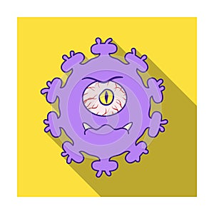 Purple virus icon in flat style isolated on white background. Viruses and bacteries symbol stock vector illustration.