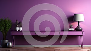 Purple Wall Table: Global Illumination Display With Matte Photo