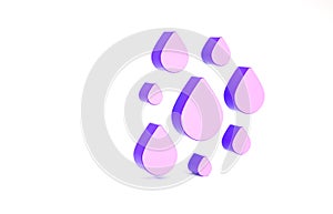 Purple Water drop icon isolated on white background. Minimalism concept. 3d illustration 3D render