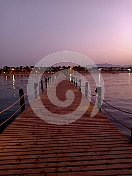 Purple water sunset walk