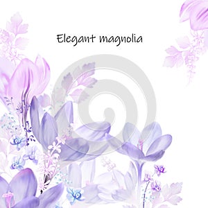 Purple watercolor magnolia flower Purple watercolor magnolia flower