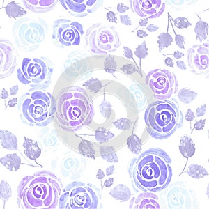 Purple watercolor roses to spiritually calm emotions Seamless floral watercolor background