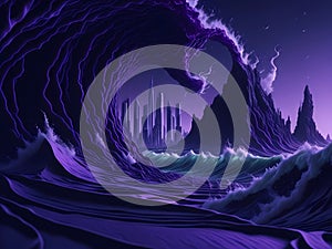 purple wave depicting somewhere in the other worldly