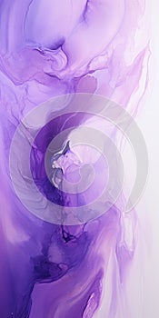 Purple And White Abstract Painting: Moody Colors And Serene Ink