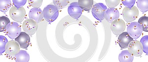 Purple and white balloon and ribbon for New Year, Christmas , Birthday on vector design