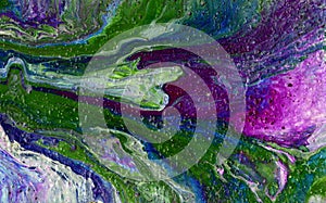 Purple White Blue and Green Abstract Acrylic Painting