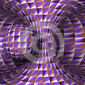 Purple white brown crystal hyperboloid and sphere. Vector optical illusion illustration