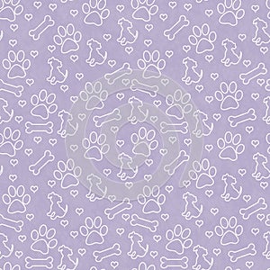 Purple and White Doggy Tile Pattern Repeat Background