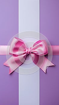 Purple and White Gift Box With Pink Bow - Elegant Present for Any Occasion