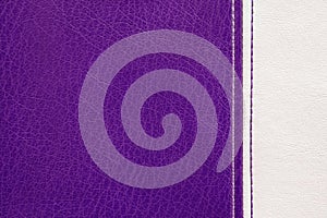 Purple and white leather with decorative seam texture background