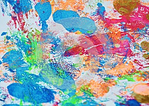 Purple white orange phosphorescent blue red vivid abstract watercolor painting blurred spots abstract background