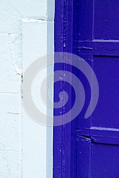 Purple and white painted door step and stoop