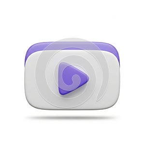 Purple and white play button icon isolated on white background