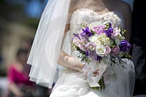 Purple white vintage wedding bouquet