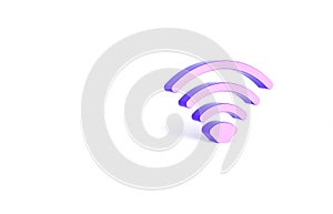 Purple Wi-Fi wireless internet network symbol icon isolated on white background. Minimalism concept. 3d illustration 3D