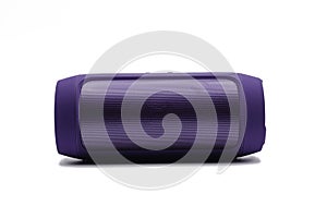 Purple Wireless or Bluetooth portable speaker for connecting to other device in white background or isolated