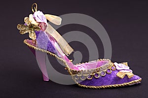 Purple women`s high-heeled shoes