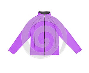 purple womenâ€™s training sports jacket; isolated on white background