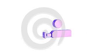 Purple Wood cricket bat and ball icon isolated on white background. Minimalism concept. 3d illustration 3D render