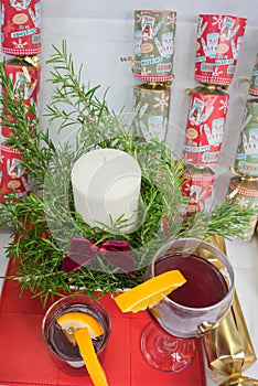 Purple yam sweets in a christmas display.