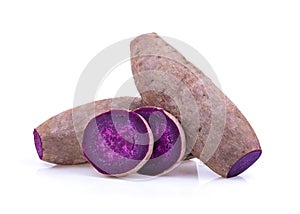 Purple yams on isolated white background.