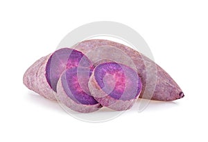 Purple yams isolated on white background