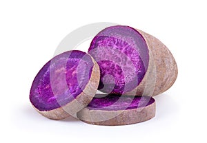 Purple yams on isolated white background