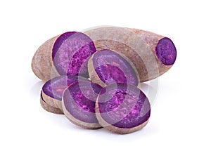 Purple yams on isolated white background