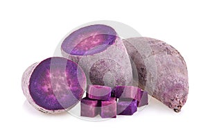 Purple yams on isolated white background