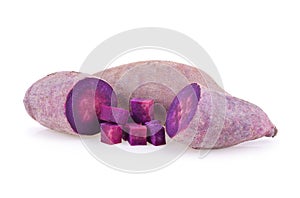 Purple yams on isolated white background