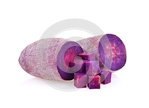 Purple yams on isolated white background